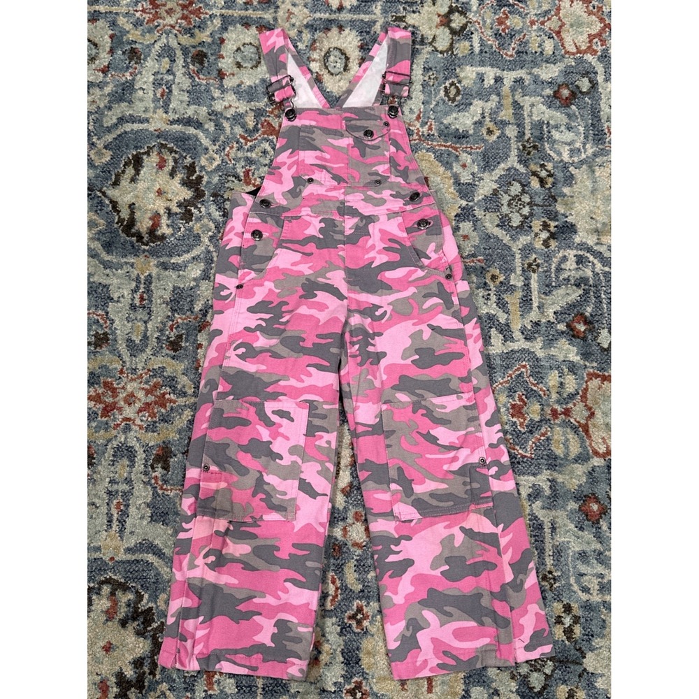 Roper‎ Camo Overalls Girls XS 4-5 Pink Camouflage Bib Quilted Liner Cargo